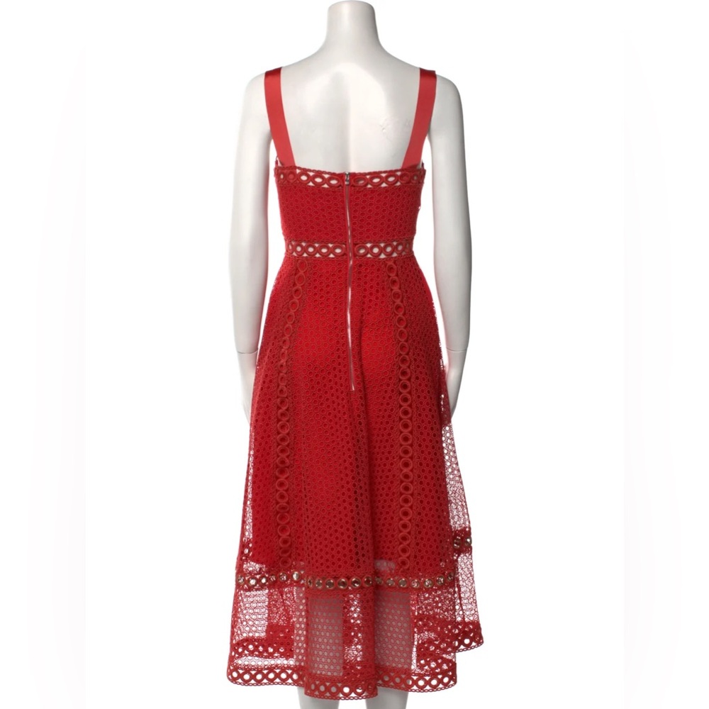 Maje Red Lace Pattern Midi Dress - Picture 4 of 4